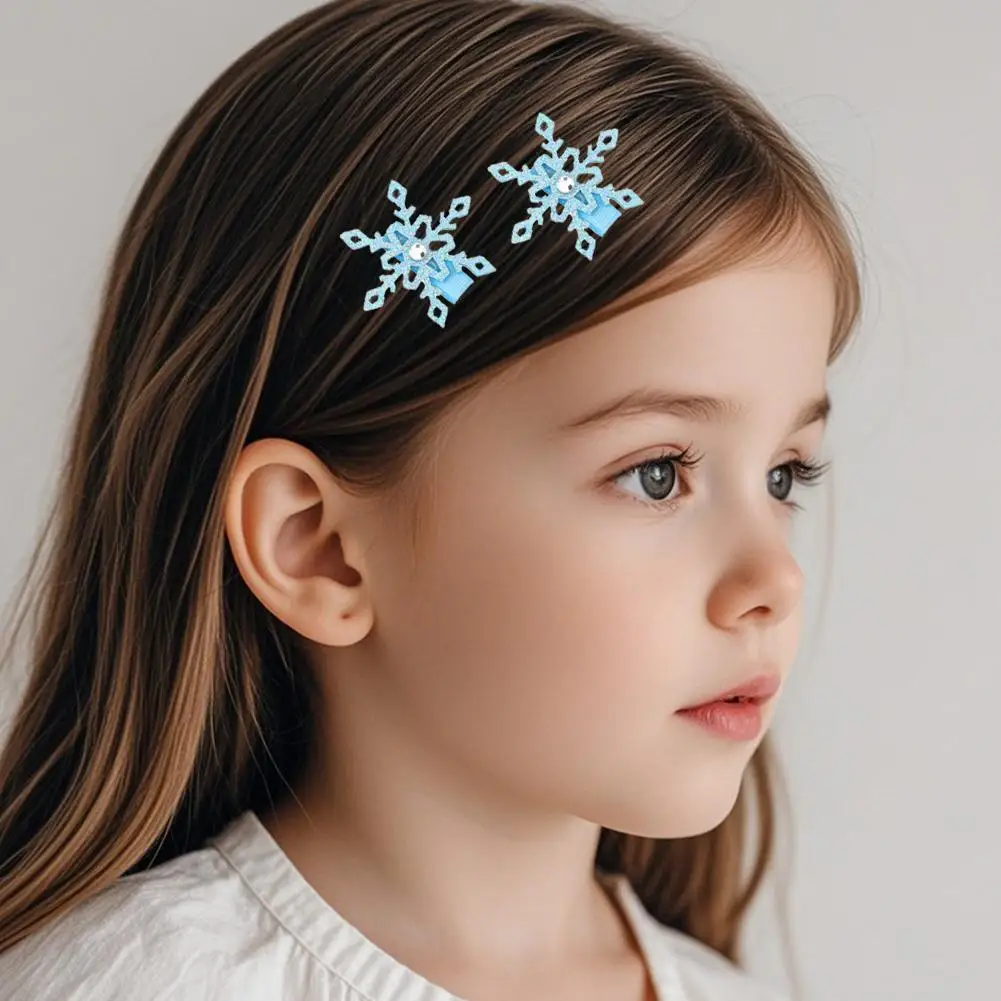 2 pezzi inverno nuovo fiocco di neve congelato forcina fermaglio per capelli per bambini Elsa principessa accessorio per capelli ragazza lato BB clip rosa blu argento