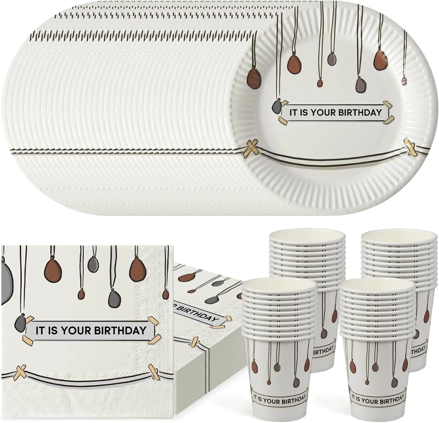 

120 PCS It Is Your Birthday Disposable Birthday Party Supplies Set, The Office Merchandise Party Decoration Paper Cups,