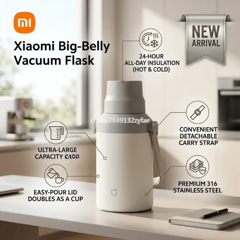

Xiaomi Thermos Flask Large-capacity Thermal Flask 1L Water Cup Cold retention Large Capacity Thermal Coffee Bottle Home Travel