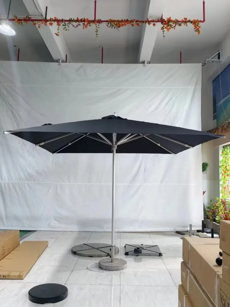 Courtyard Umbrella 8 Strong Umbrella Bones, Pulley Lift Opening Mechanism, Granite Base, Polyester Waterproof Fast Delivery
