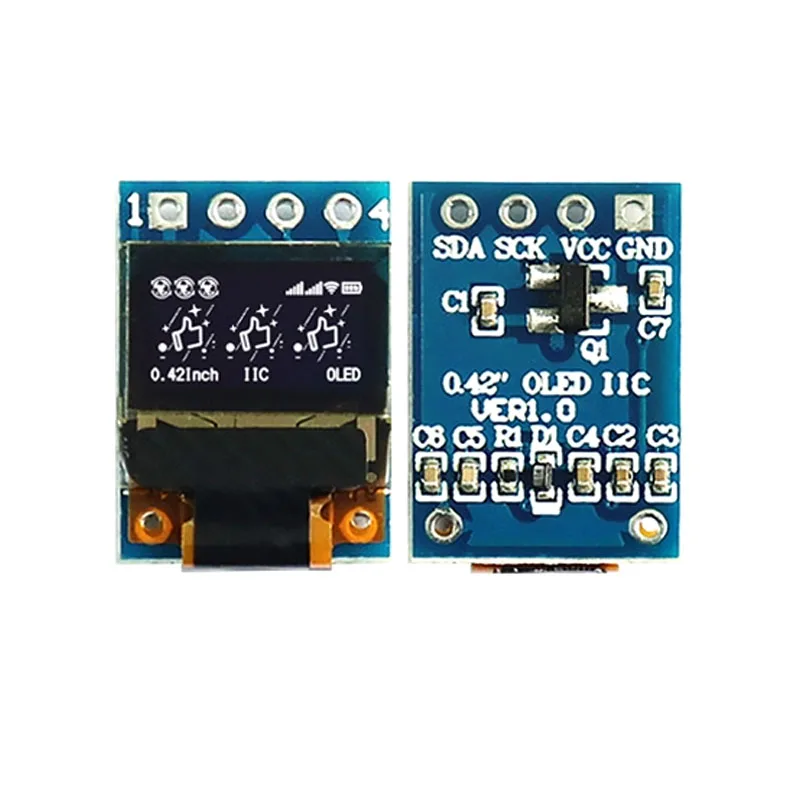 Modulo display OLED bianco da 0,42 pollici SSD1306, risoluzione 72x40, 4 pin I2C, schermo monocromatico COG per Arduino