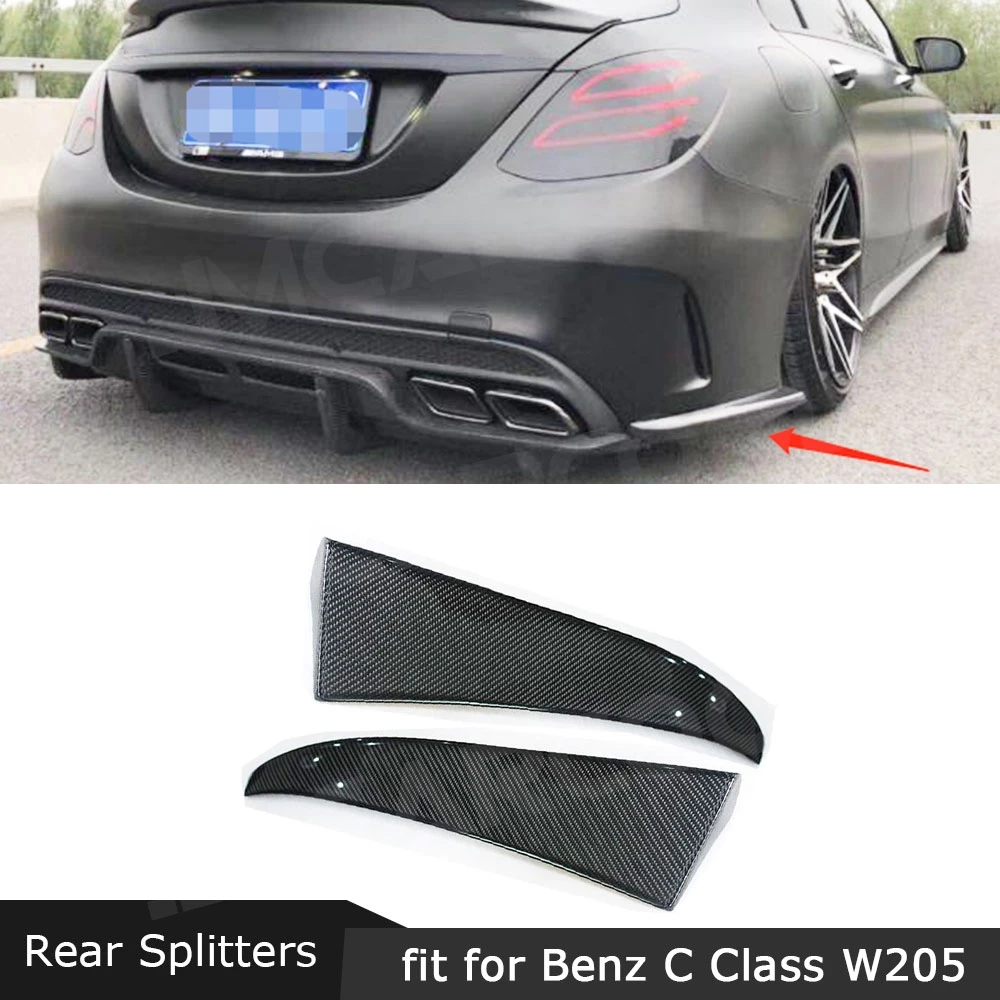 

Carbon Fiber Rear Bumper Side Canards Splitters Accessorise for Mercedes Benz C Class W205 C63 AMG C180 C200 C260 15-17