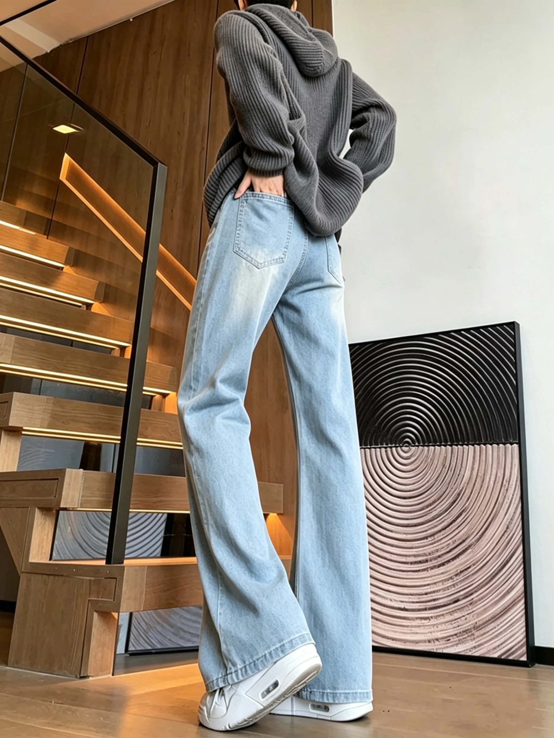 

LCelulose Men's Summer Thin Straight Leg Jeans Loose Fit Comfortable Cool Feeling Denim High Street Vibe Casual Pants