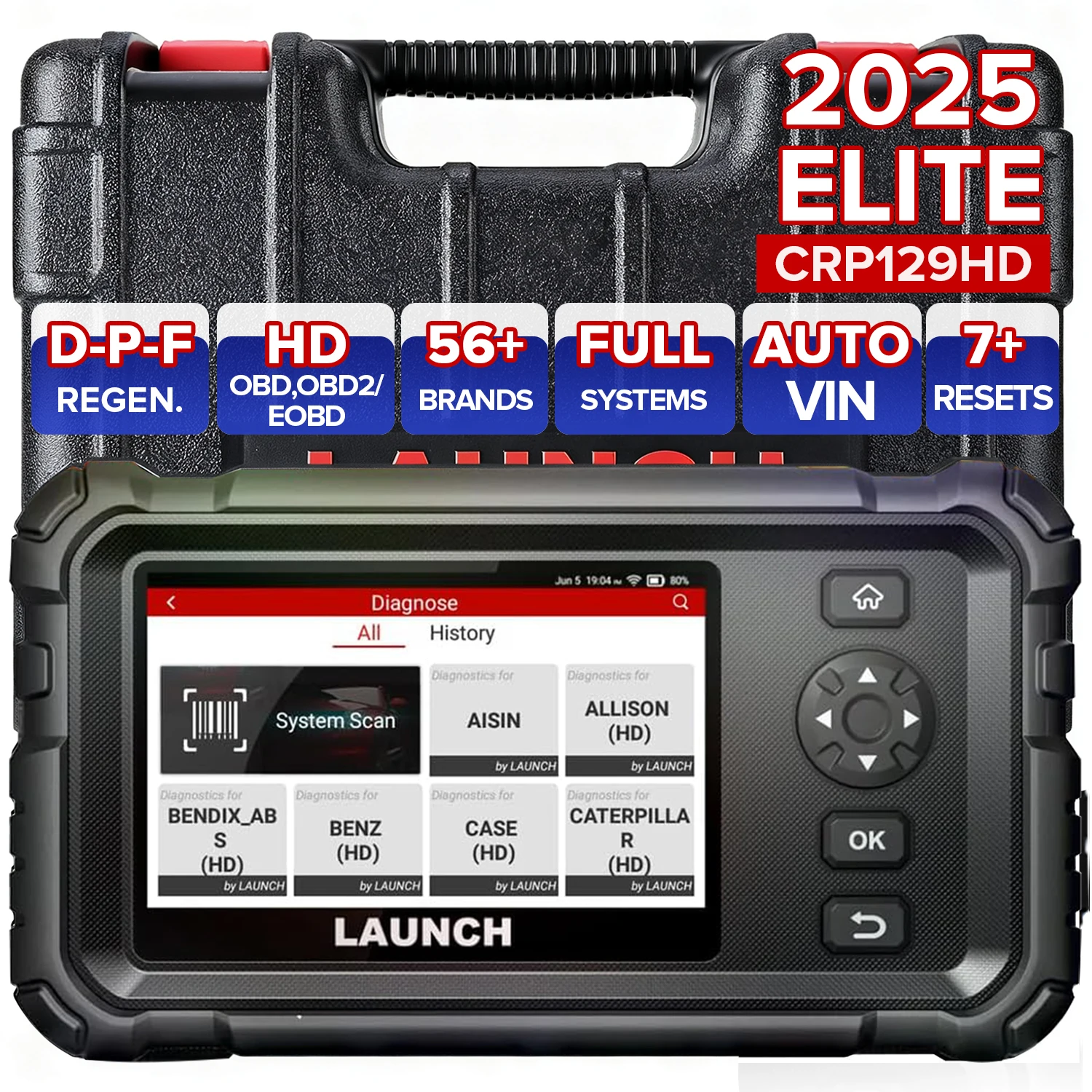 

2025 LAUNCH CRP129 HD Heavy Duty Diagnostic Tool 24V Trucks Scanner Diesel Truck Diagnost Scan 2 Years Free Update