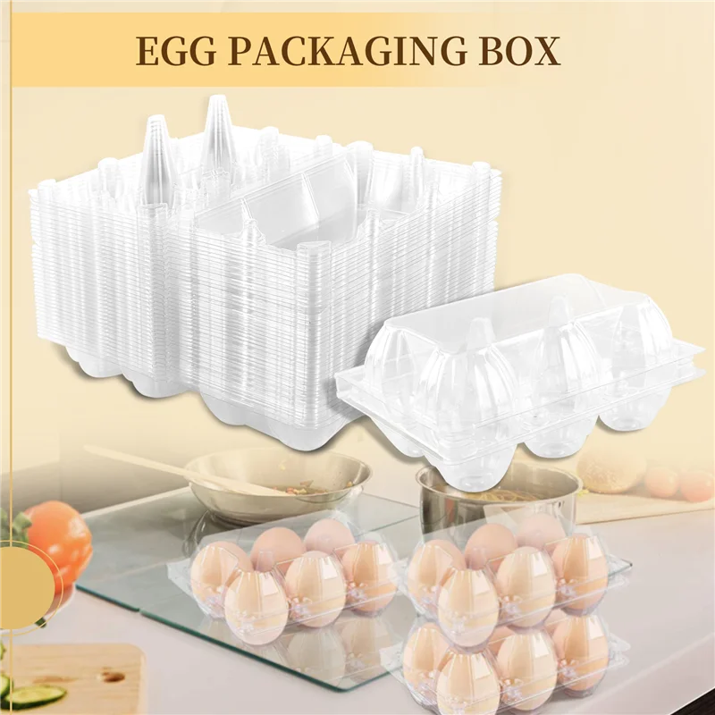 

2025 Trend36pcs Egg Cartons Clear Plastic Egg Holder Storage Container Egg Tray For Family Pasture,Refrigerator Storage,6 Grids