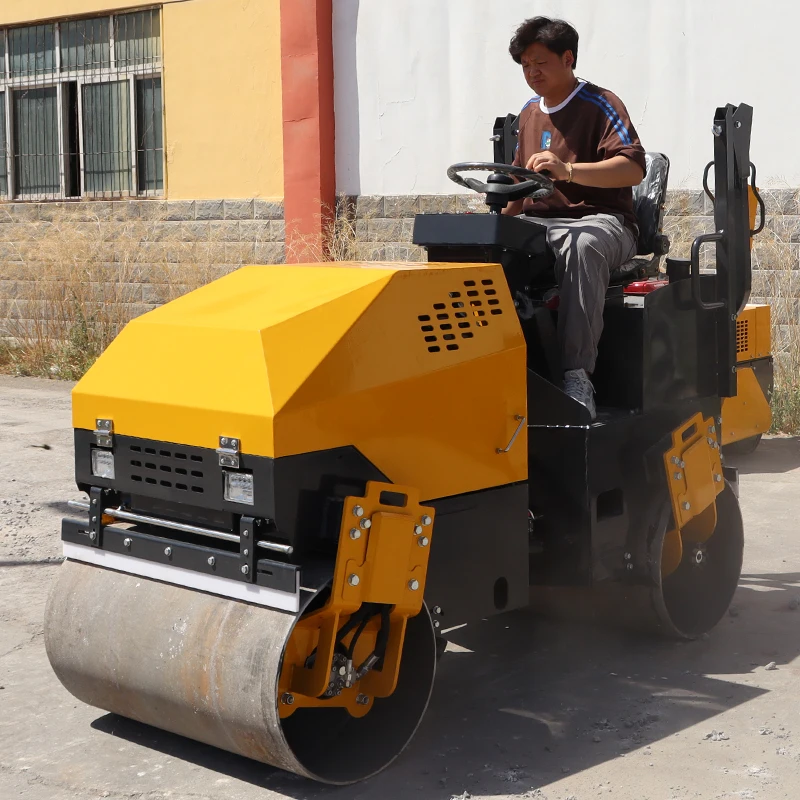 آلات البناء أسطوانة الطريق أسفلت صغير طبلة مزدوجة ضاغط التربة الأسطوانة الاهتزازية 1.3 طن أسطوانة الطريق الصغيرة
