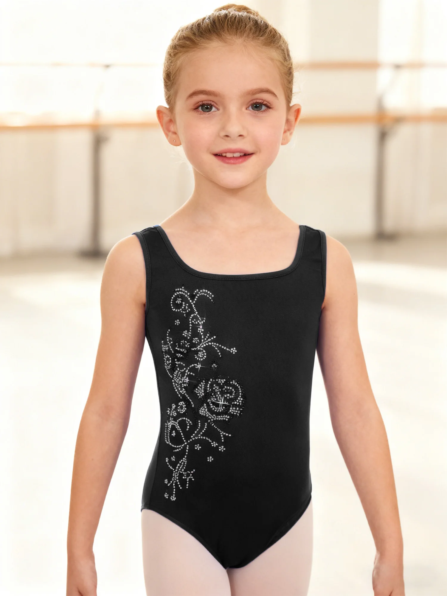 2 قطعة/المجموعة الاطفال الفتيات غنائية اليوغا الجمباز الرقص الملابس رقيقة صوف مبطن لامعة حجر الراين زهرة أكمام يوتار + السراويل