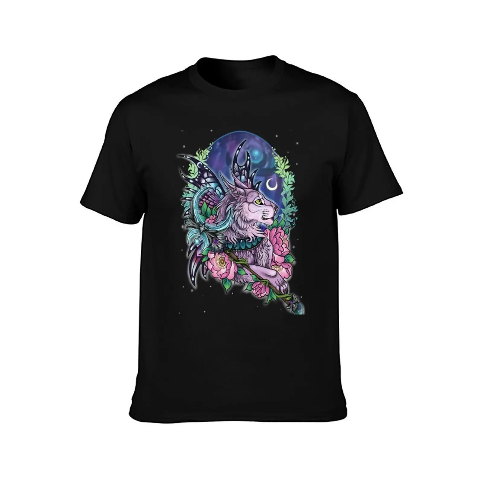 Faerie Queen Night Elf Druid Cat T-Shirt Graphic Print Short Sleeve T-Shirt