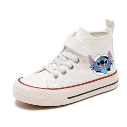 Chaussures en toile montantes CAN o Stitch pour garçons et filles, chaussures de tennis décontractées pour enfants, chaussures de sport confortables de dessin animé Disney, chaussures imprimées pour enfants, nouveau