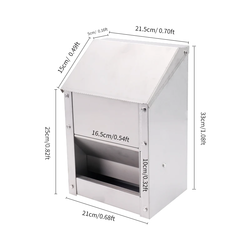 10L Stainless Steel Chicken Feeder Trough Automatic Poultry Chicken Feeding Box Cage Pigeon Feeder Duck Food Bowl