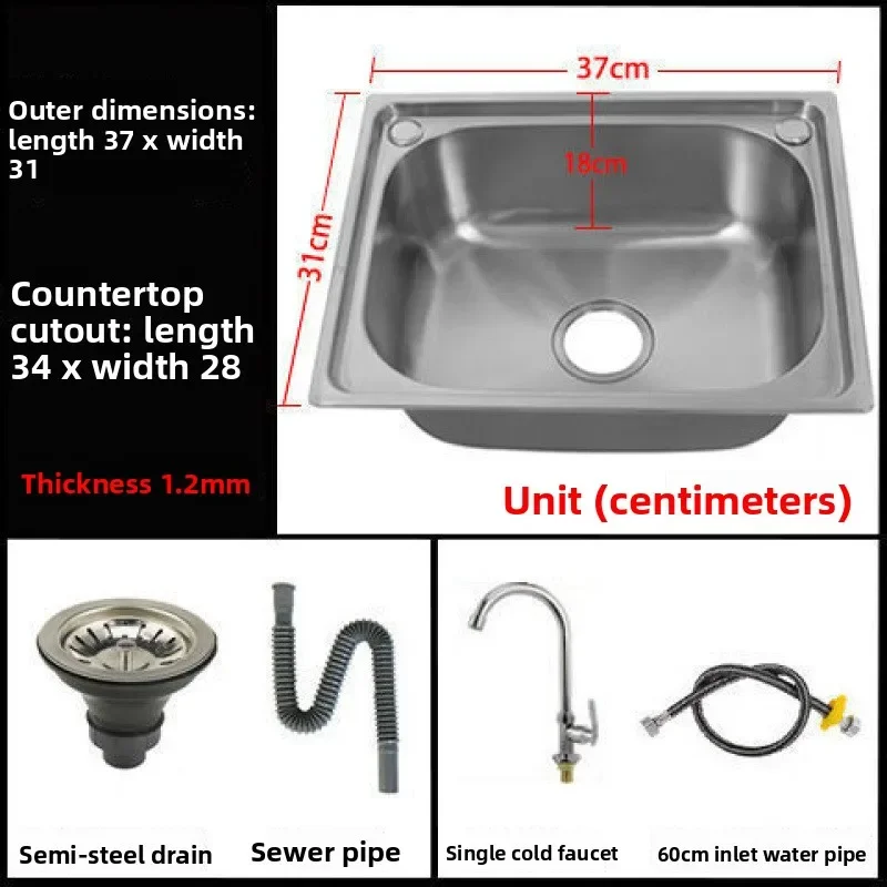 Accessories Stainless Steel Single Bowl Washing Face Laundry Utility Kitchen Sink Kitchen Sink 304 Large Capacity Kitchen