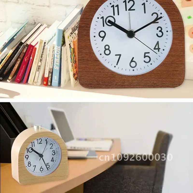 Alarm Clock Without Ticking Retro Wooden Alarm Quiet With Snooze Clock Dial Light Alarm Function Clock With Table