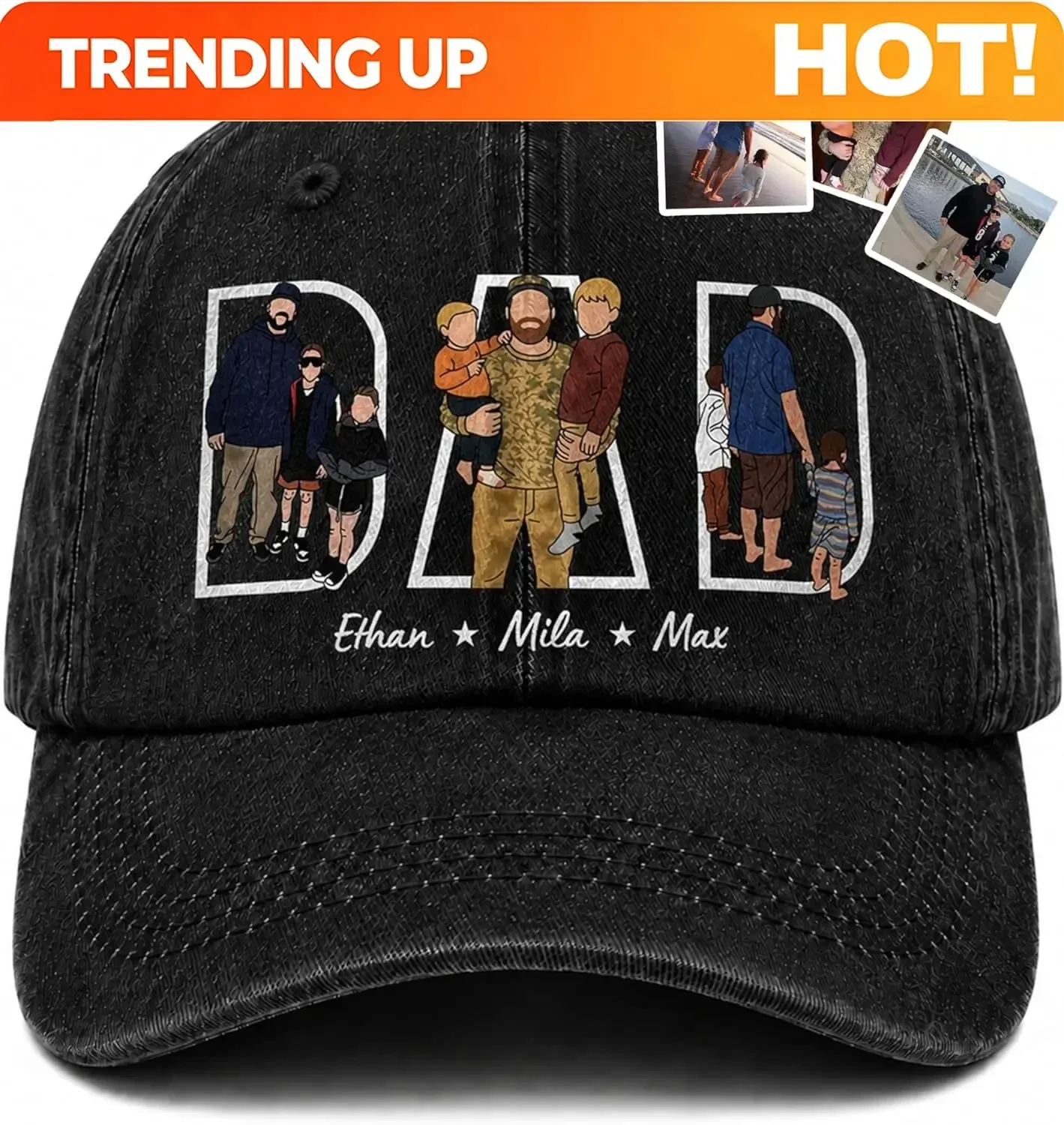 Custom My Favorite People Call Me Papa Denim Baseball Cap, Fathers Day Hat, Customized Dad Gifts
