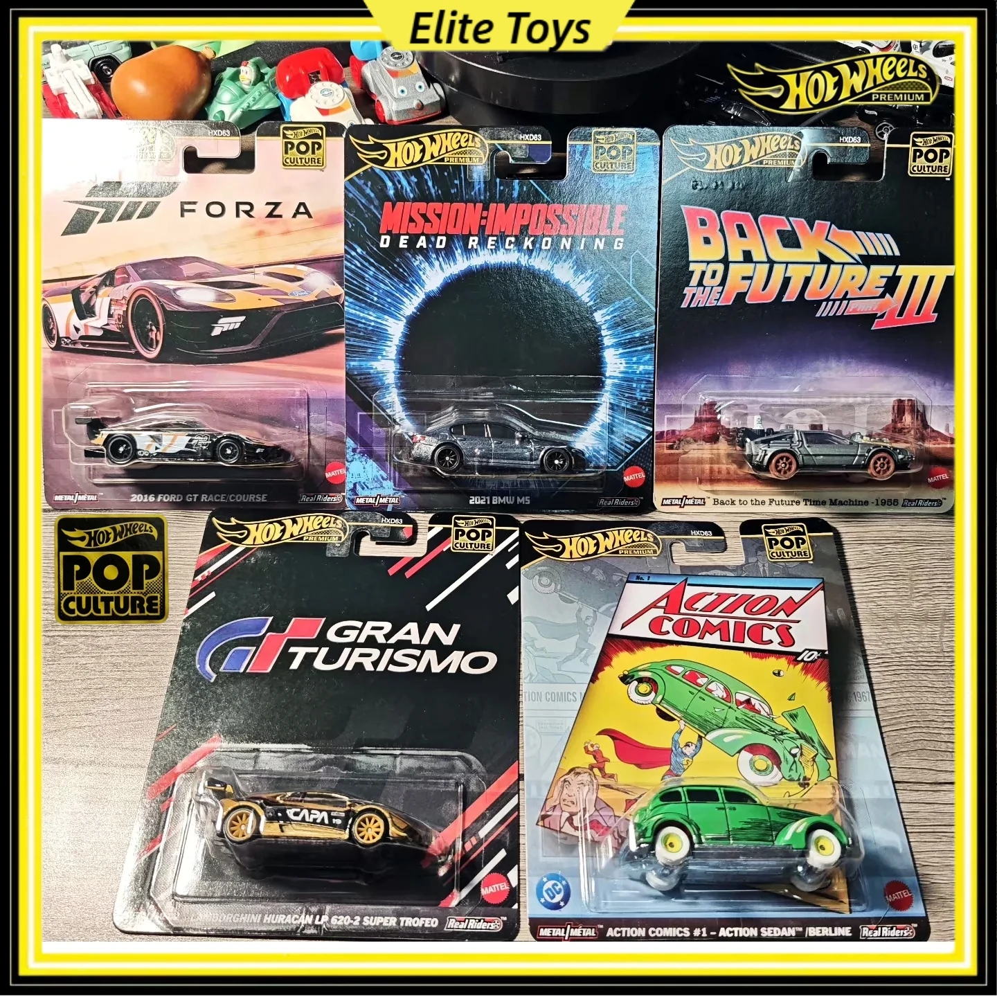 

Hot Wheels Premium Pop Culture Набор из 5 предметов Bmw Ford Lamborghini Назад в будущее Коллекционная модель автомобиля 1:64 под давлением из сплава