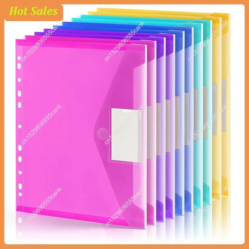 

AA05 File Folders 10 Pack, 3 Ring Binder Pocket Organizer, 11 Ring Plastic Envelopes, Clear Folder For Documents With Label