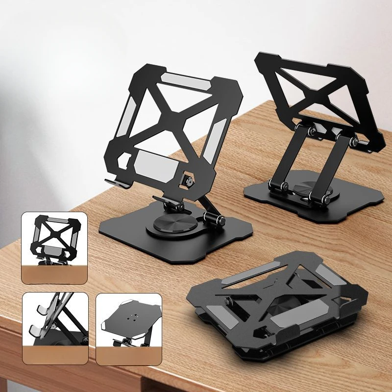 EOENKK Ultra-stable 360 Rotating Flat Bracket Metal Lazy Lift Support Frame Portable Foldable Frame Desktop