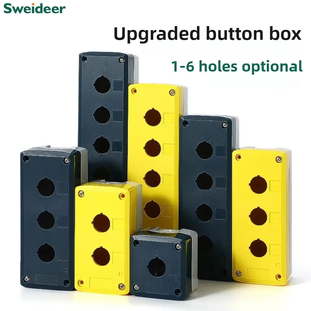 Botón de 1/2/3/4/5 orificios, caja de Control, botón de parada de emergencia, a prueba de polvo, impermeable, botón IP65 engrosado, amarillo y gris