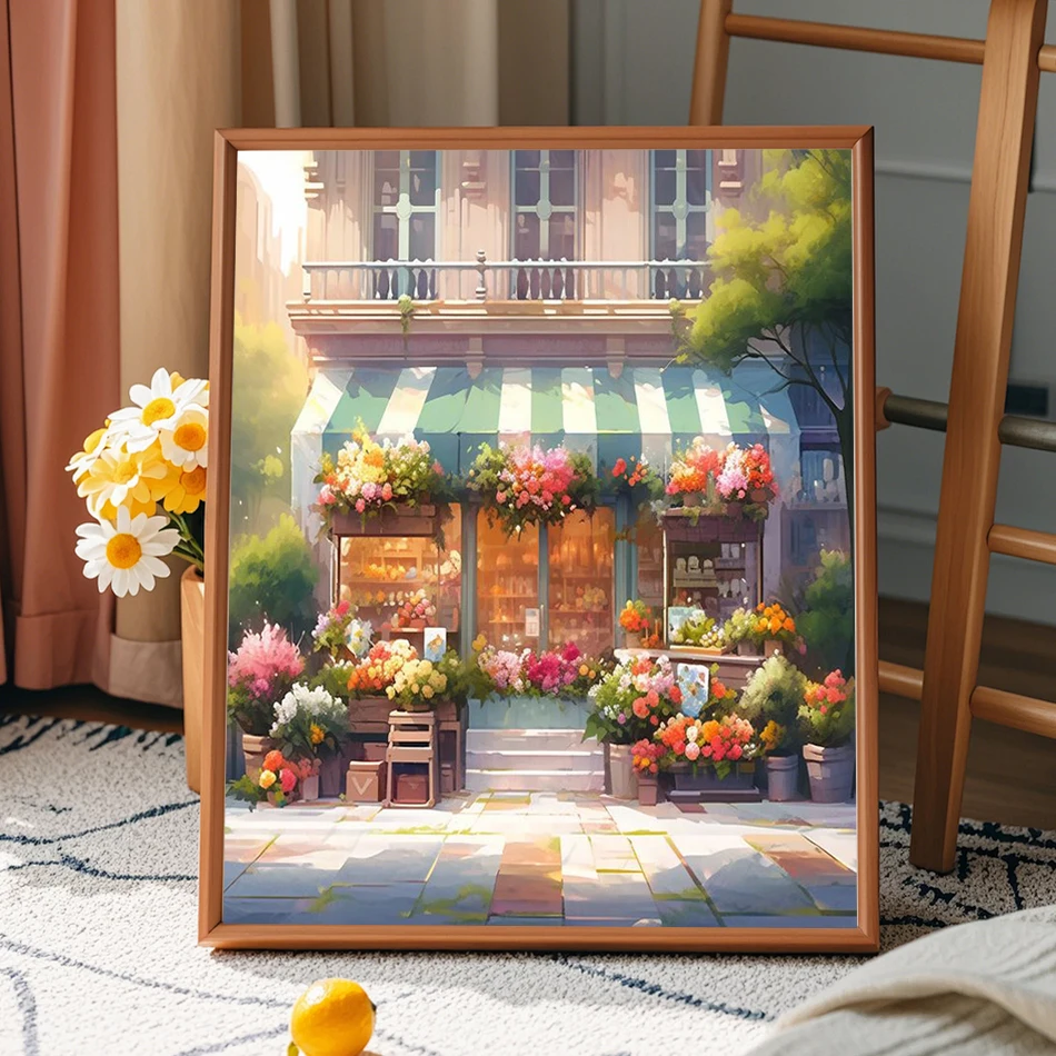 Painting By Number Novelties Landscape Scenery Architecture House Canvas Art Painting Paint Kit Wall Art Picture Crafts  frame