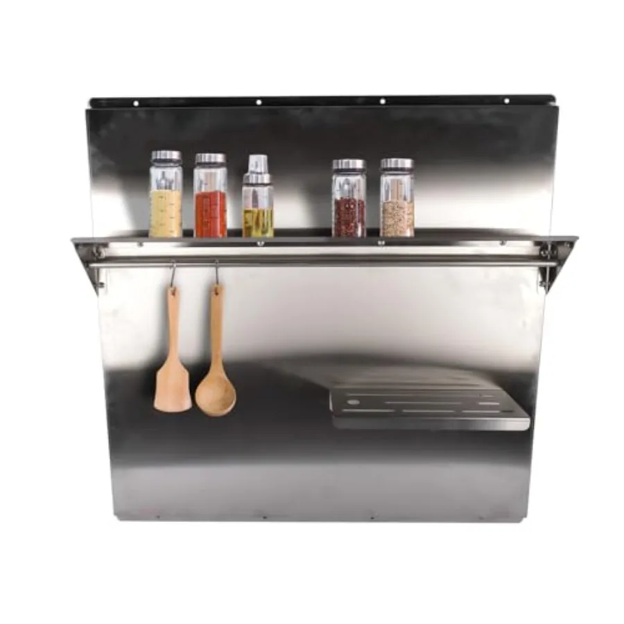 

RIVER758 Нержавеющая сталь Серебряная вытяжка Backsplash с полкой для хранения Подвесная стойка Настенный монтаж 29,5 x 29,5 дюймов