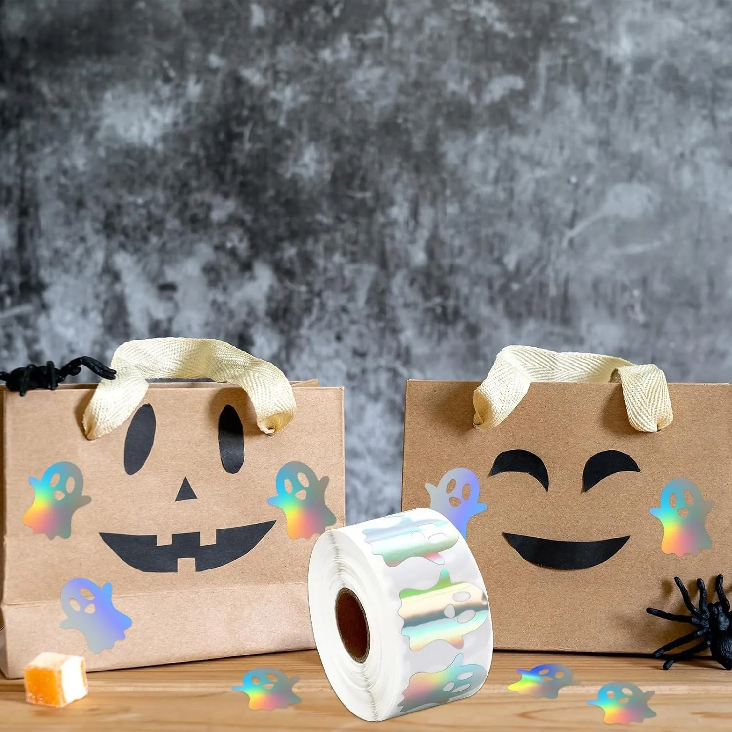 500pcs Halloween Ghost Stickers Roll Ghost Laser Stickers Decorative Self-Adhesive Paper Decals for Halloween Party Favors image 4