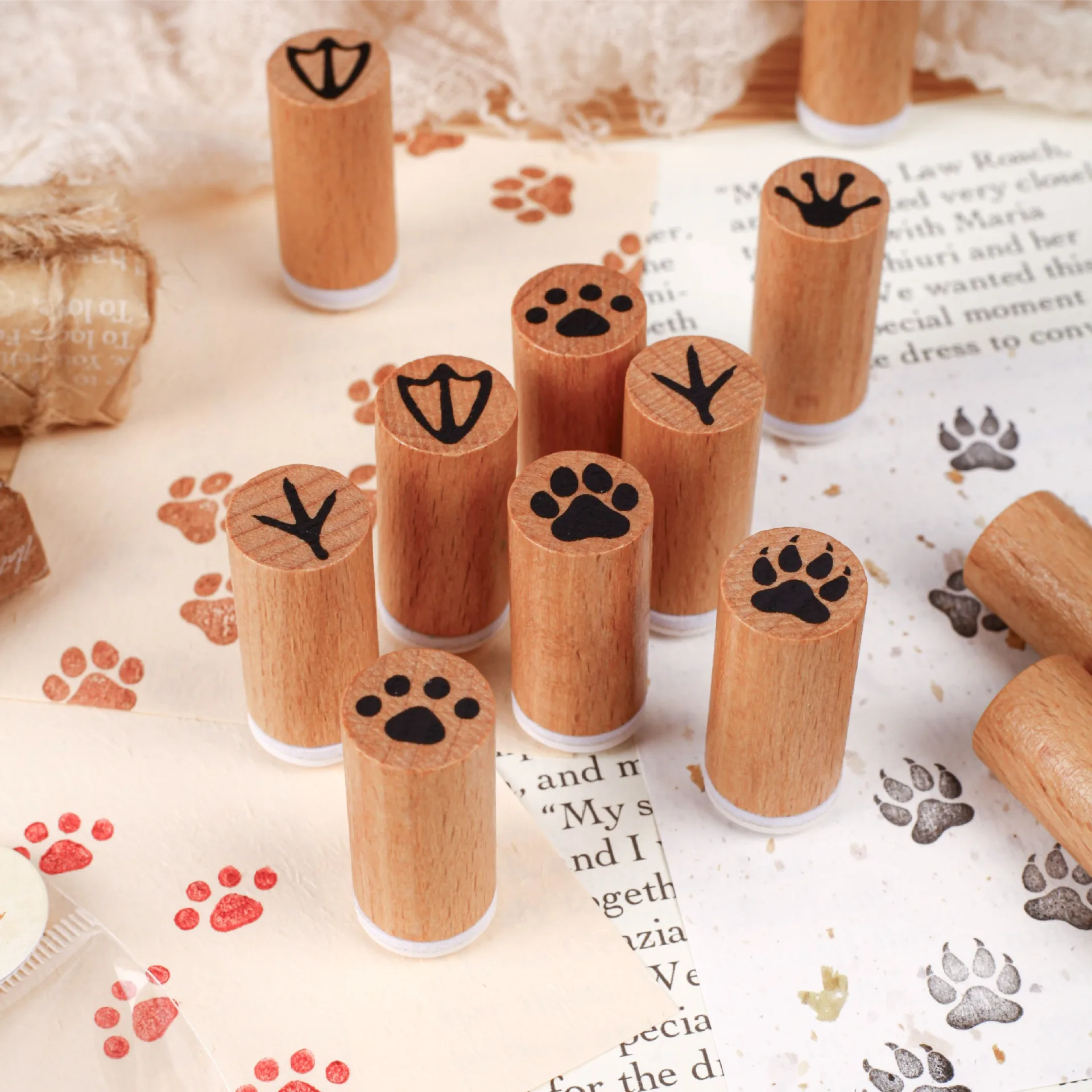 Bonito urso cão lobo gato pata impressão selo para scrapbooking lixo diário deco artesanato suprimentos engraçado mini selo papelaria diy selo