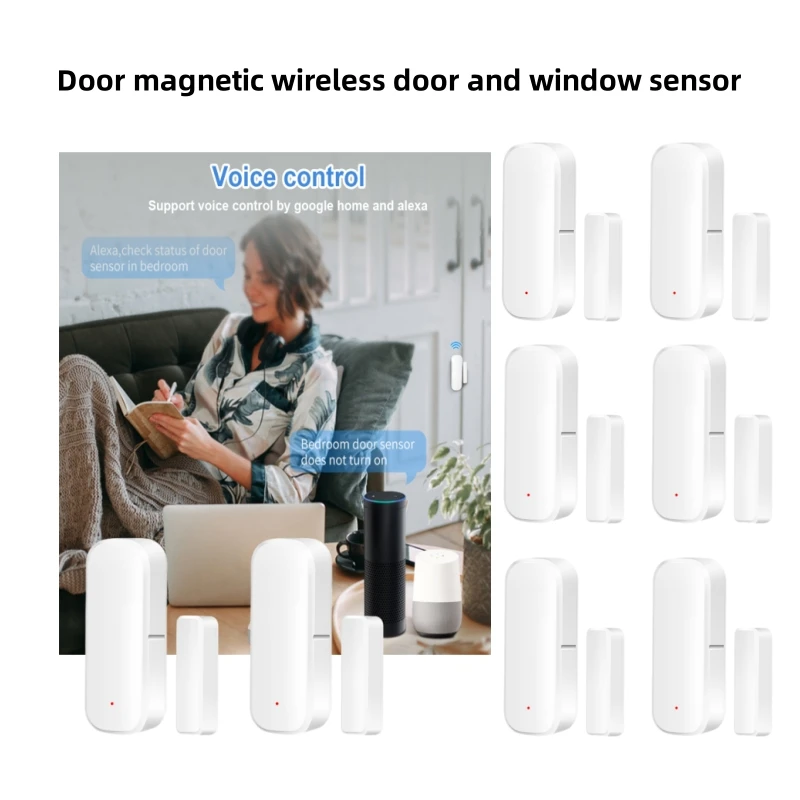 Sensor de ventana de puerta inteligente Zigbee, Detector de puerta abierta y cerrada, Control por aplicación SmartLife a través de Alexa, Google Home, 4/2/1 Uds.