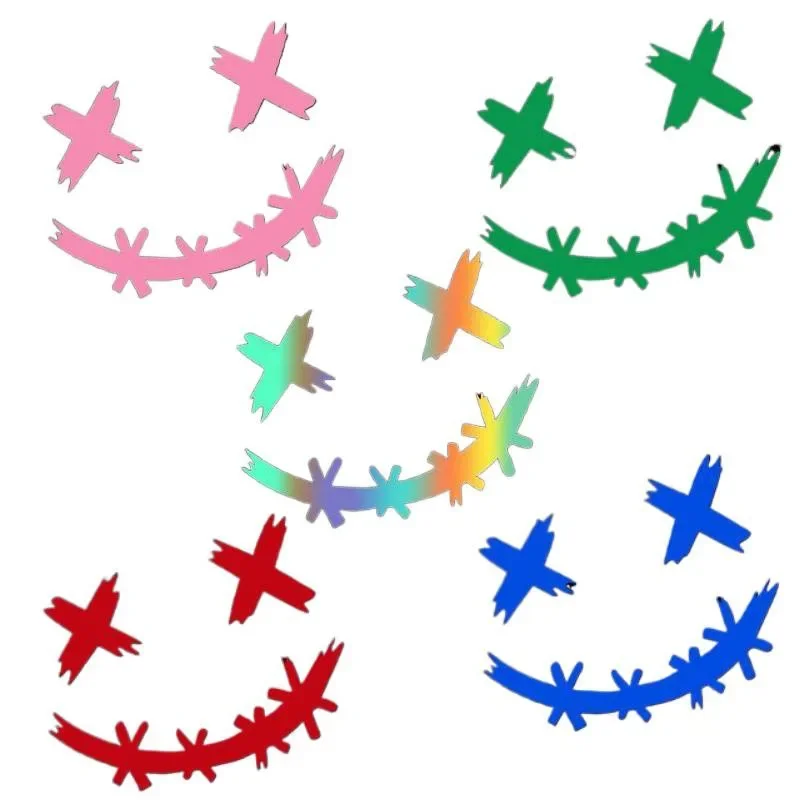 Universal X Eyes Stitched Smile Face Vinyl Decal Waterproof Horror Style Sticker for Motorcycle Bicycle Car Body Custom Decor