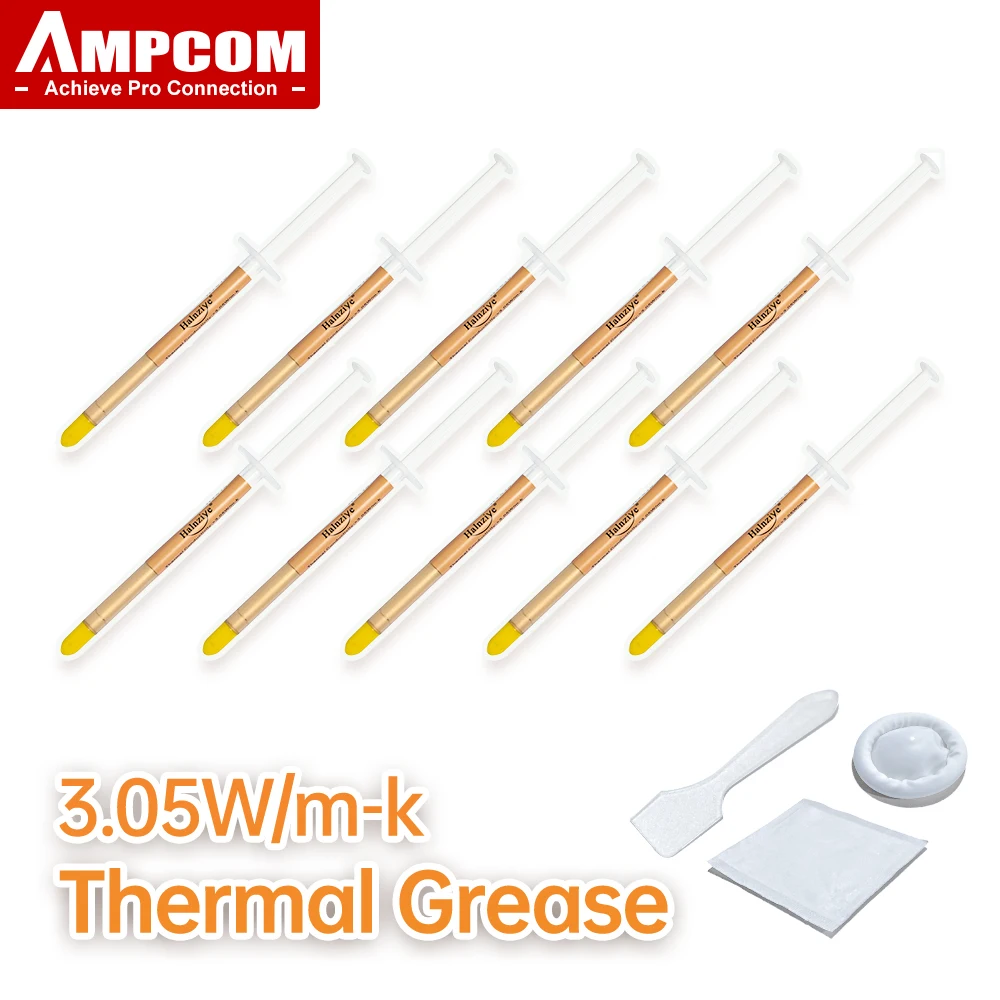 AMPCOM-Composto de graxa térmica de silicone para resfriamento, Heastsink, alta condutividade, apto para CPU, GPU, PS4, XBOX