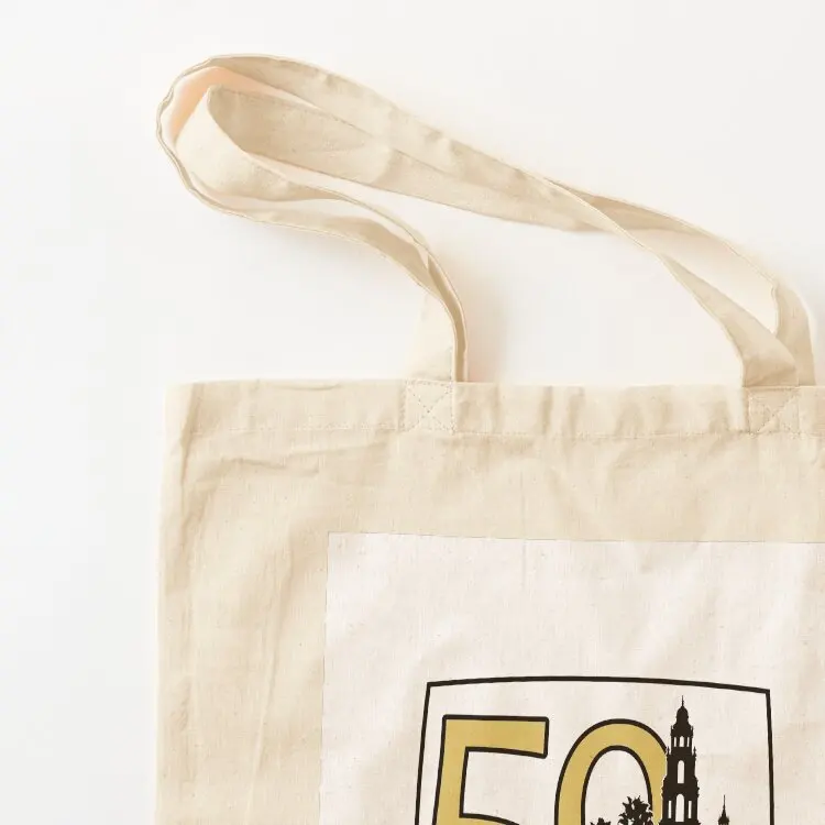 الذكرى الخمسين مع الشعار الأصلي حمل حقيبة حقائب الهدايا لطيف حمل حقيبة المتسوق حقيبة المتسوق قماش المرأة
