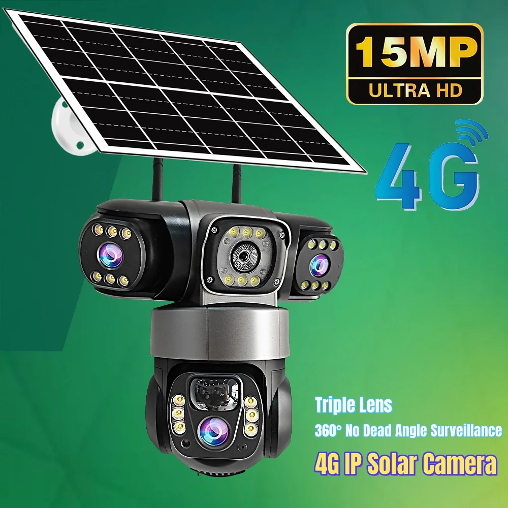 

4G LTE Security Camera 15MP Outdoor Wireless Solar Surveillance Camera,360°PTZ Two-Way Talk,PIR Motion Detection Security CCTV