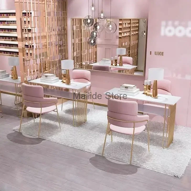 Mesas de uñas individuales personalizadas nórdicas, MESA DE MANICURA doble, salón de belleza moderno, muebles de salón simples, mesa de manicura