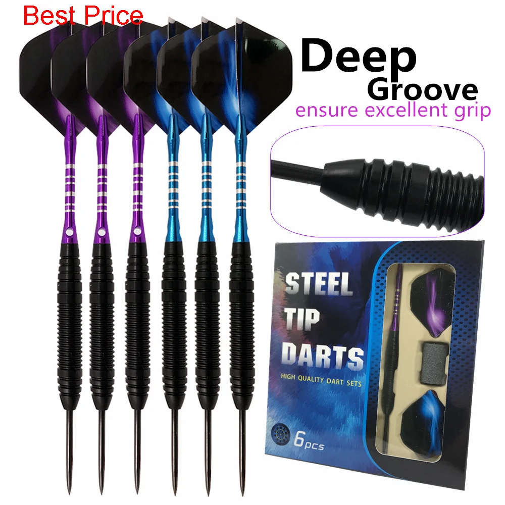 

20set 6Pcs/set Steel Pointed Darts Indoor Sports Games 22g Standard Hard Darts Steel Tip Darts Aluminum Shafts Aurora Flight