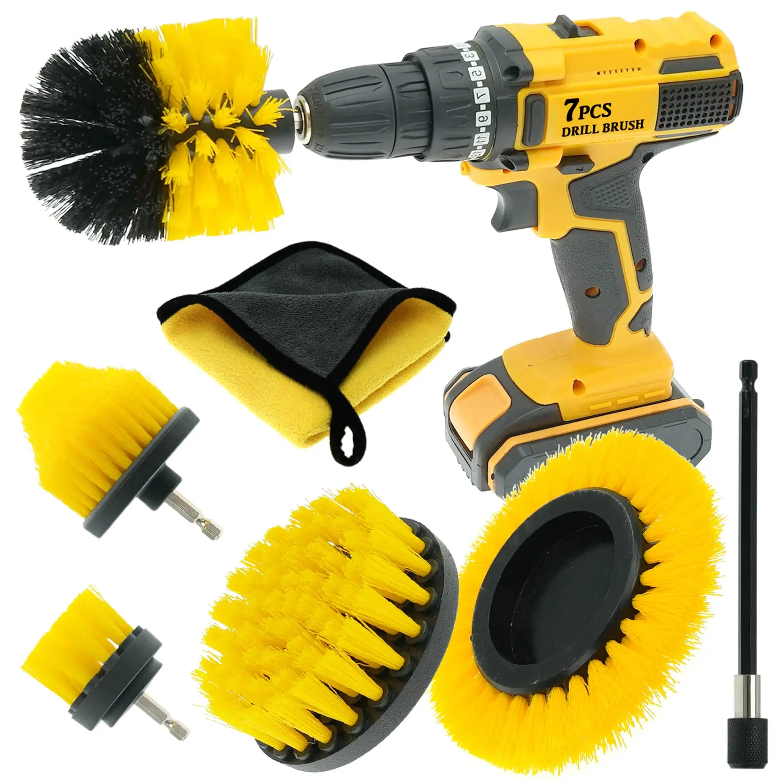 7pcs Drill Electric Brush Power Scrubber Cleaning Brush Attachment Set All Purpose for Floor,Tub,Shower,Tile, Bathroom, Kitchen