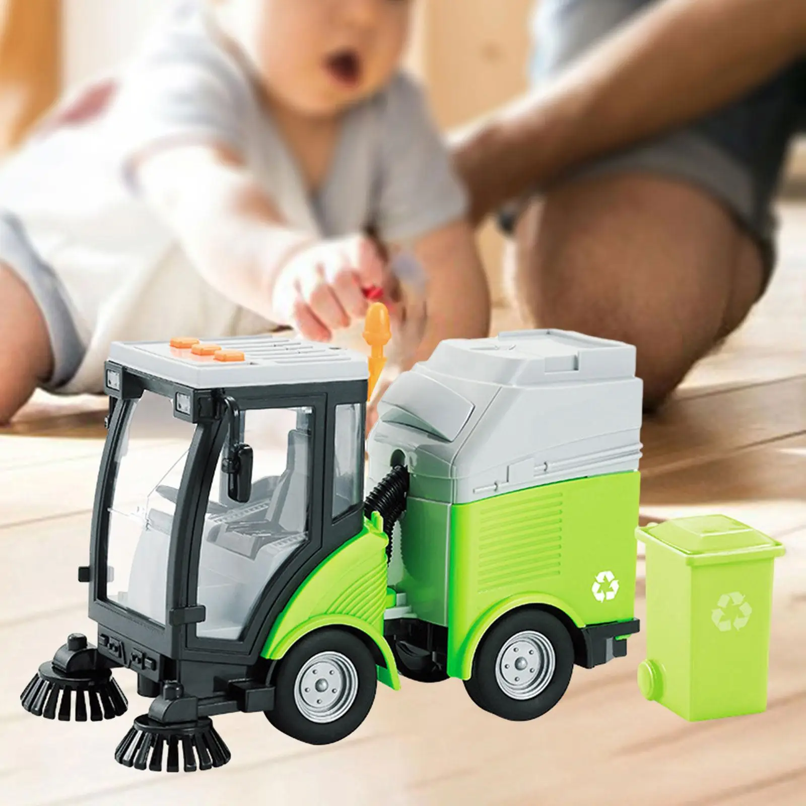 Children Simulation Road Sweeper Toy Rotating Brushes Street Sweeper