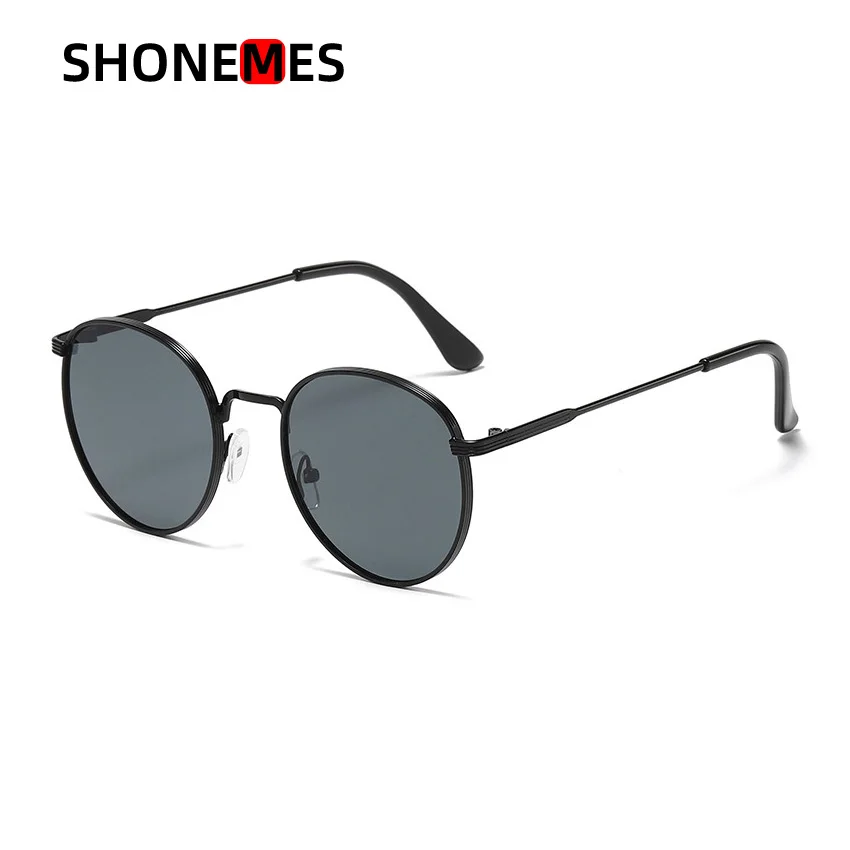 Shonemes Classic Round Sunglasses Stylish Women Sun Glasses Metal Frame Outdoor UV400 Shades Brown Black Grey for Female