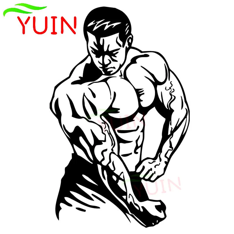 YUIN Sports Bodybuilding Fitness Athletes Cool Car Stickers Fashion PVC Waterproof Sunscreen Decals Black/white/red/laser/silver