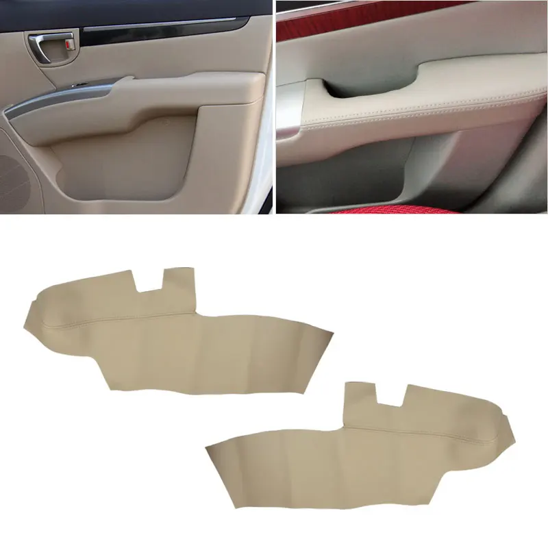 For Hyundai Santa Fe 2006 2007 2008 2009 2010 2011 2012 2pcs Car Front Door Armrest Panel Microfiber Leather Cover Trim