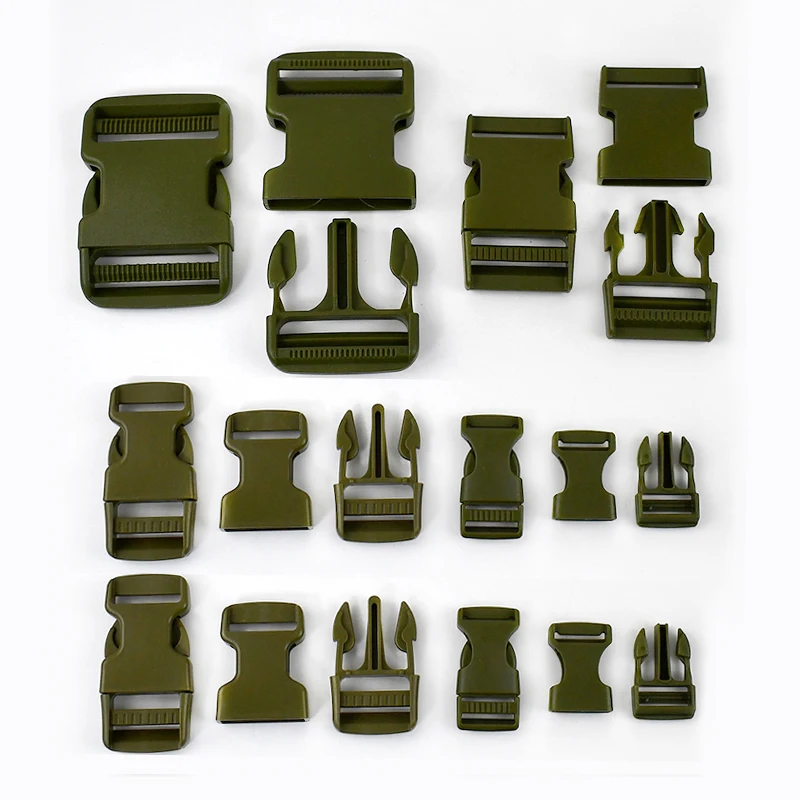

5/10Pcs 25-50mm ArmyGreen Plastic Buckle Quick Release Buckles Backpack Shoulder Strap Clip Webbing Adjuster Clasp DIY Accessory