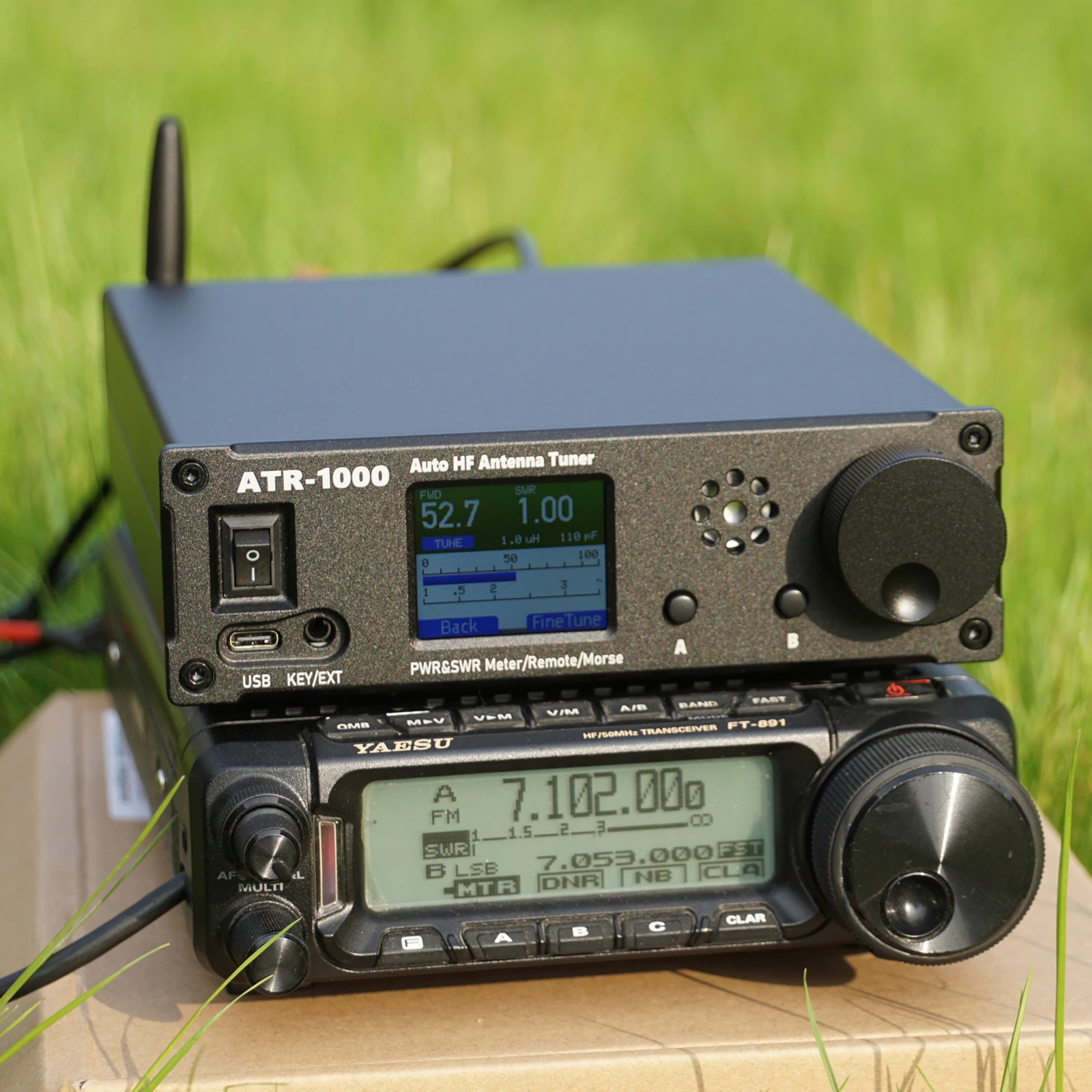 AMNVOLT ATR1000 1000 Вт 1,8-30 МГц ВЧ коротковолновый радиотюнер 1,8-дюймовый TFT-экран Мини-радиоооборудование Антенна Авто тюнер для YAESU ICOM