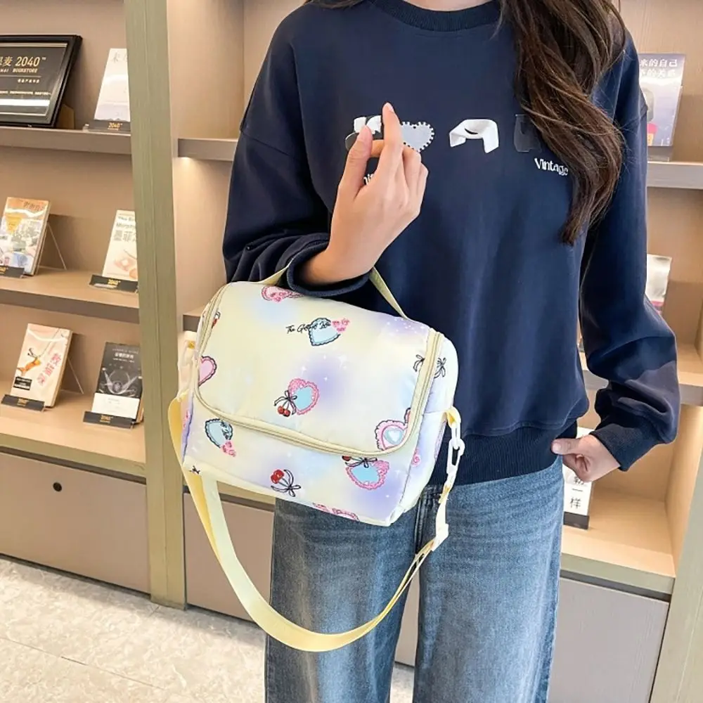 Multicolor 3-in-1 School Bag Large Capacity Nylon Crossbody Bag Flower Printed Multi-Function Backpack Set
