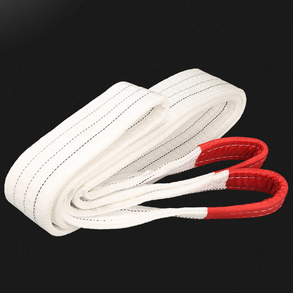 1 Ton 5m 3m 2m 1m Industrial Lifting Belt Wear Resistant White Flat Lifting Belt Trailer Sling Crane Hoisting Cargo Polyester