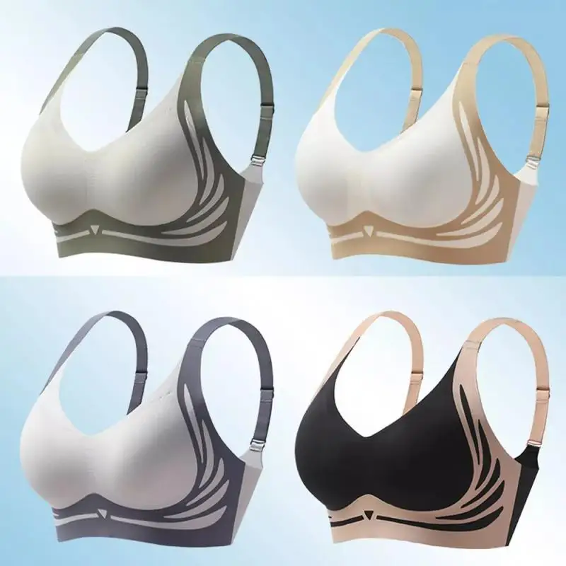 Women Anti-gravity Push-up Bra Ladies Underwear Seamless V-neck No Steel Ring Small Chest Gathered Comfortable Thin Female Top