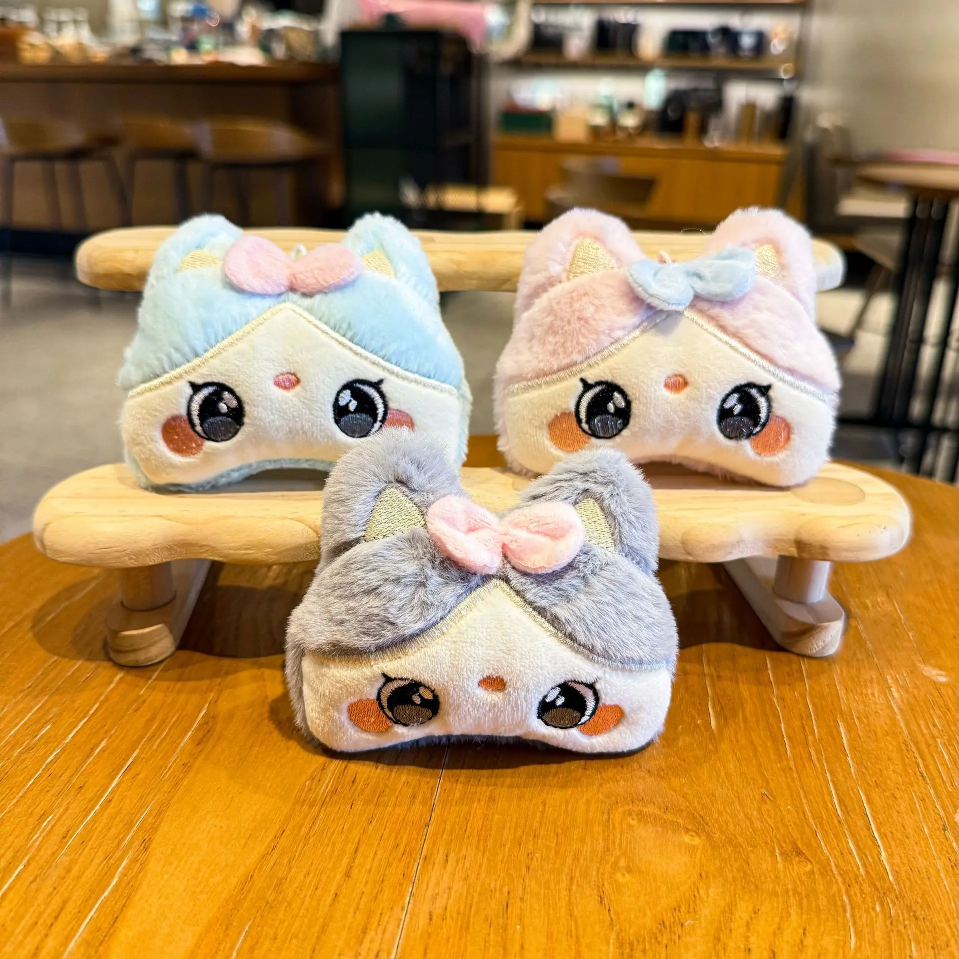 New Cute Little Cat Bow Plush Keychain Kawaii Lady Backpack Pendant Keychian Cartoon Student Schoolbag Shoulder Bag Keychian