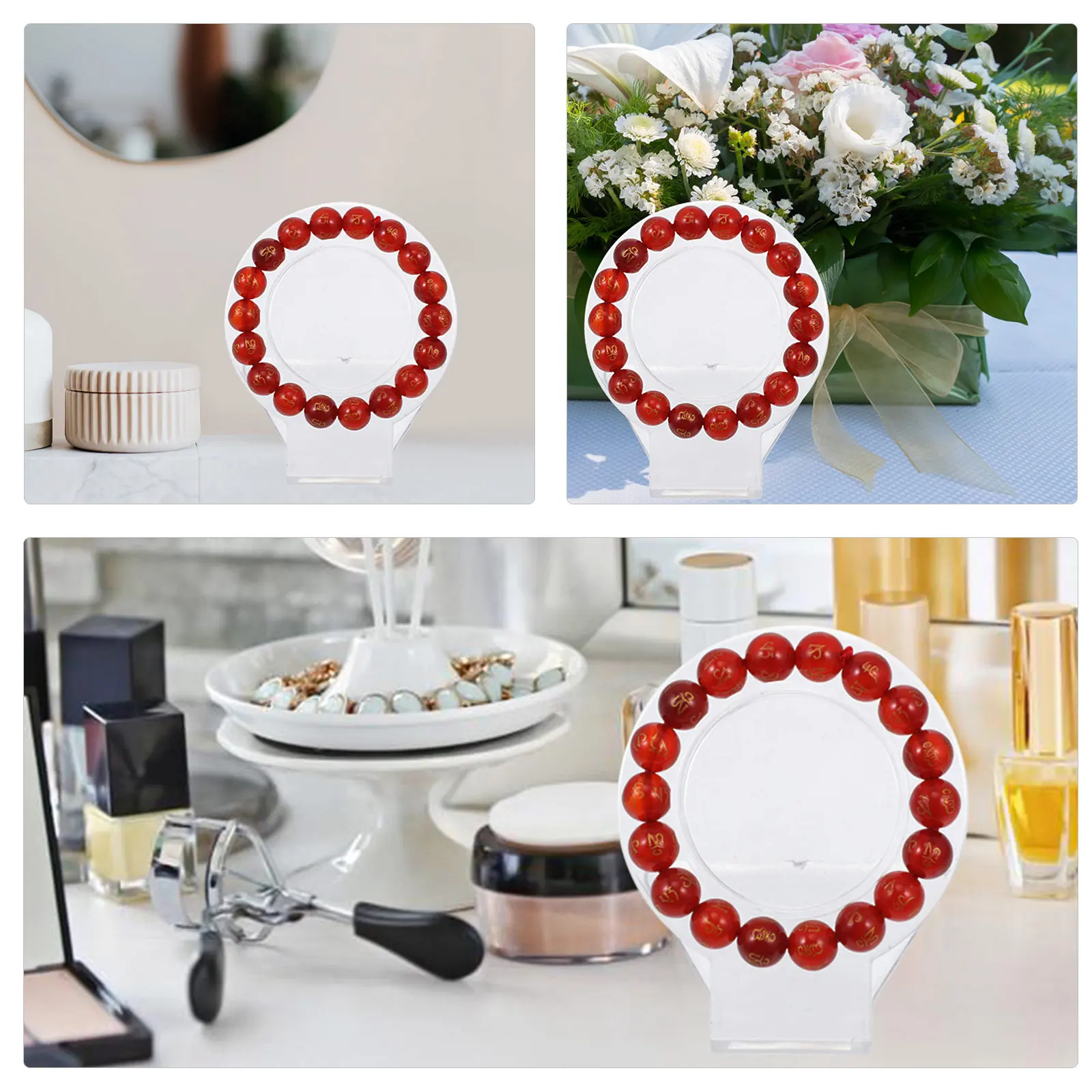 8Pcs Transparent Acrylic Jewelry Display Stand Bracelet Holder Organizer for Vendors Collectors Bangle Necklace Showcase Rack
