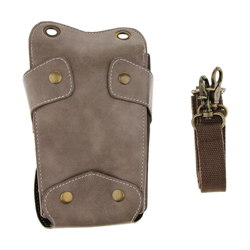 

Leather Barber Scissors Shears Combs Clips Tools Holder Pouch Waist Bag Gray