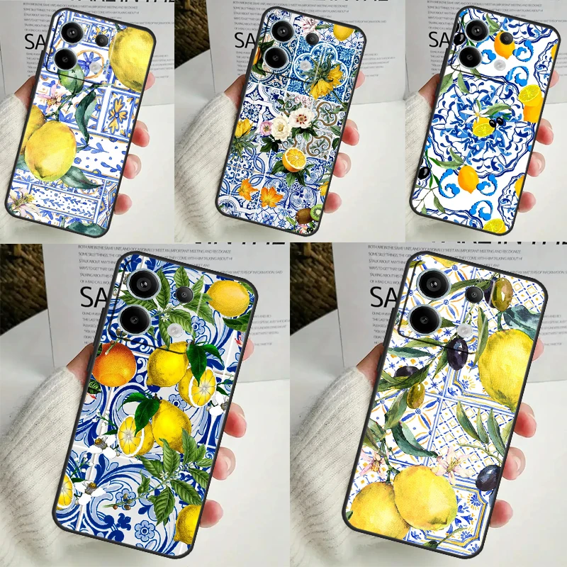 Mediterranean Lemon Case for Xiaomi Redmi Note 13 12 10 8 9 11 Pro 12S 10S 11S Redmi 13C 10A 10C 9C 12C Cover