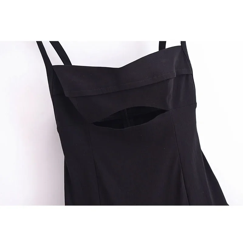 TRAF-Vestido corto negro sin mangas para mujer, minivestido fruncido con espalda descubierta para fiesta, Verano