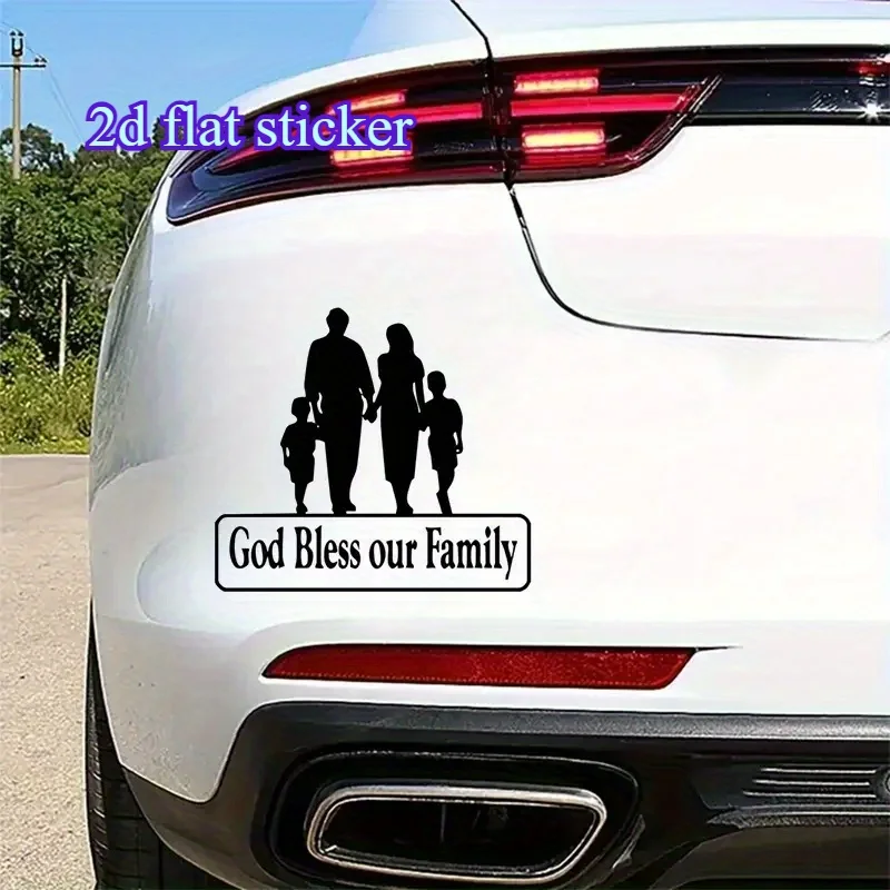 2d flat sticker-God Bless Our Family Car Sticker for Laptop Truck Motorcycle SUV Vehicle Paint Ska-car stickter