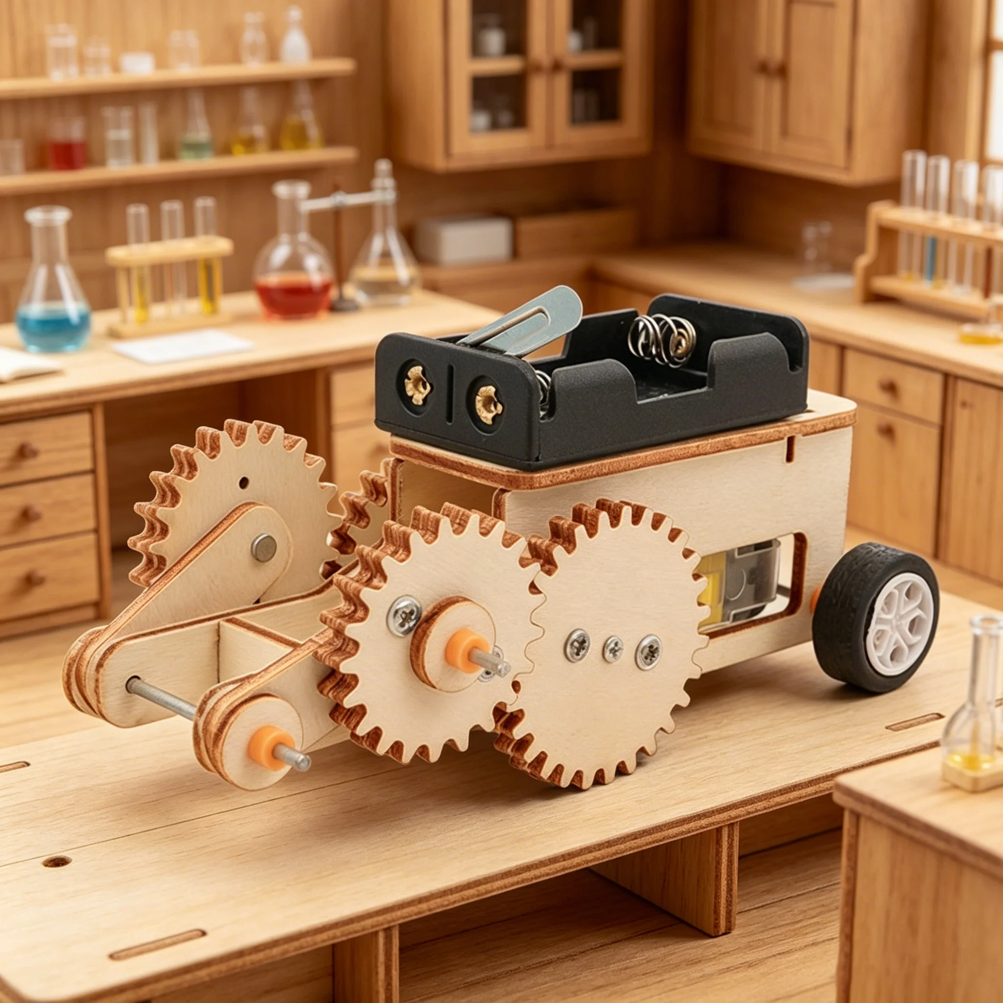 

Gear Reciprocating Car Tech DIY, Primary School Students Handmade Class Assembly Materials, STEM Teaching Aid Science Experiment