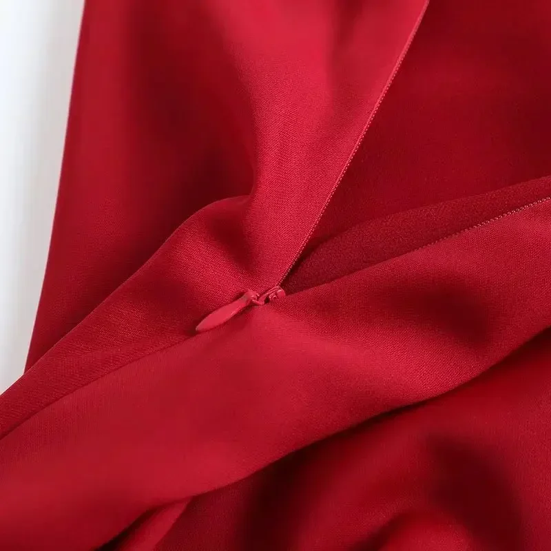 Dames 2023 Mode Chique Temperament Joker Satijnen Textuur Midi Rok Retro Hoge Taille Rits Dames Rok Mujer